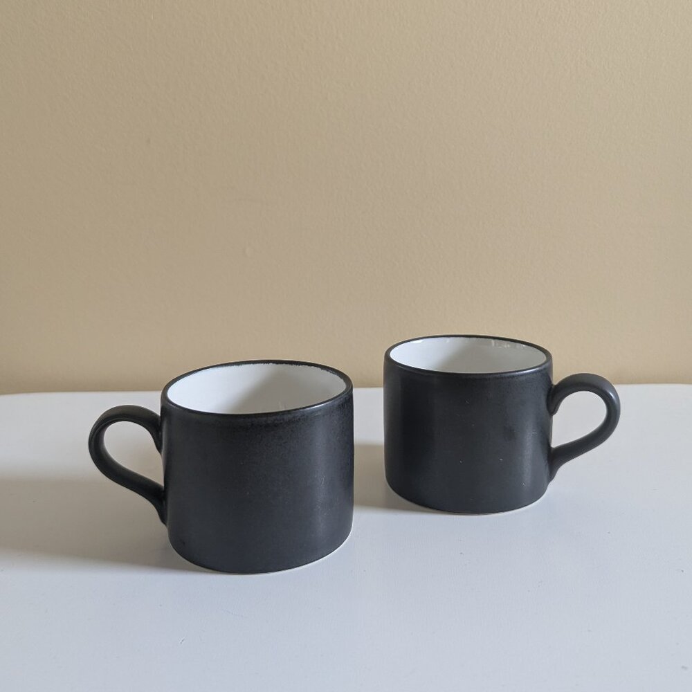 1980s SCRAFFITO BY HABITAT MATTE BLACK VINTAGE MUG SET